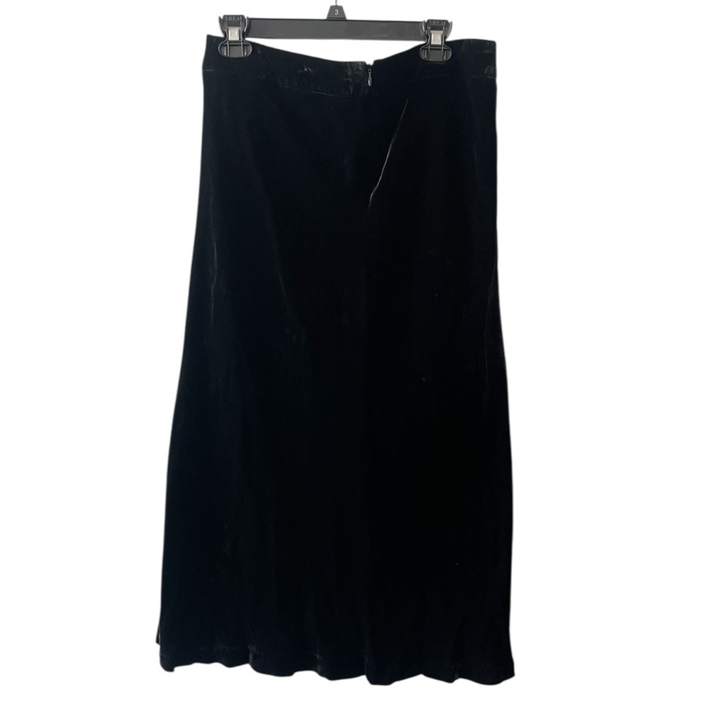 J.Jill Black Velvet Maxi Skirt Petite 10 | Soft A-Line Holiday Party Classic - Picture 2 of 6